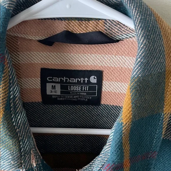 Carhartt Women's Plaid Utility shirt Jacket - Pink, Blue, Yellow - Picture 3 of 6